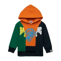 Bape Baby Milo Panel Pullover Hoodie Orange (Kids)|Plus Outlet