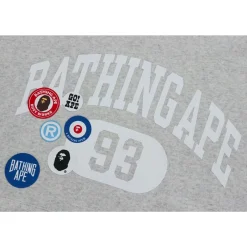 Bape Badge Motif Loose Fit Pullover Hoodie Gray|Plus Fashion