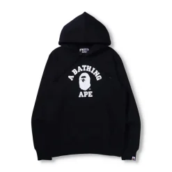 Bape College Pullover Hoodie Black|Plus New