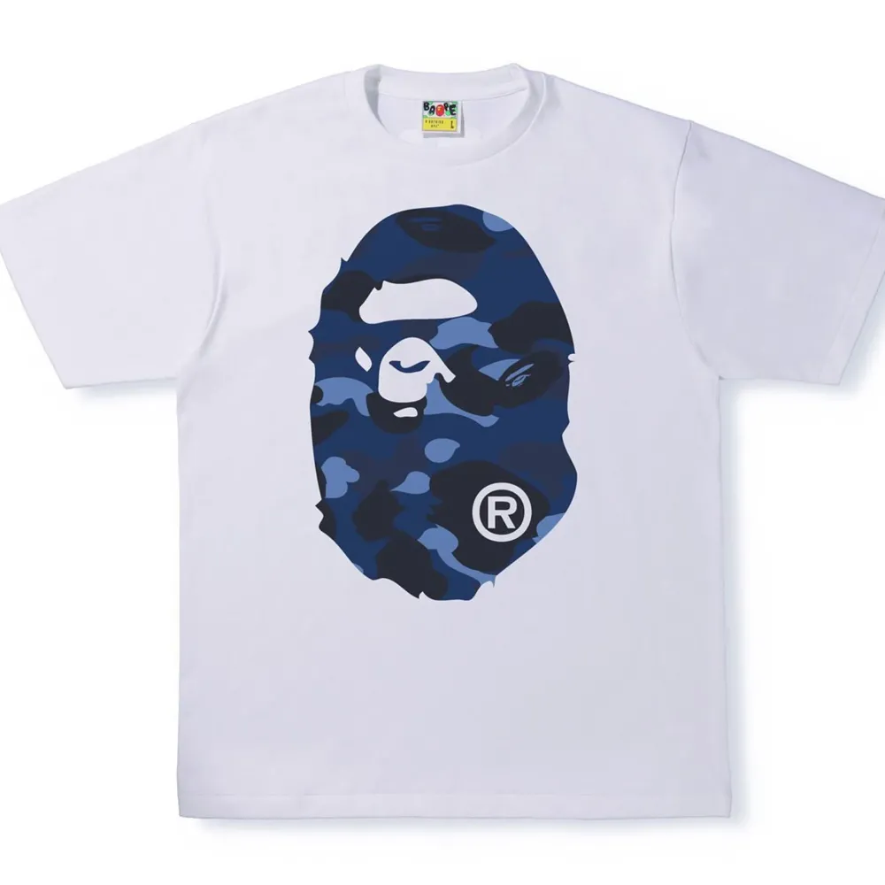 BAPE Color Camo Big Ape Head Tee White/Navy ||Plus Hot