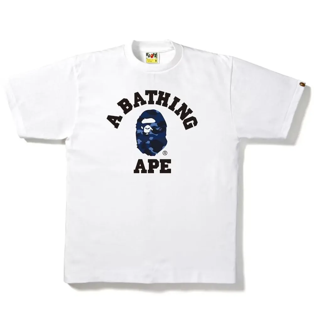 Bape Color Camo College Tee Tee White/Navy|Plus Best