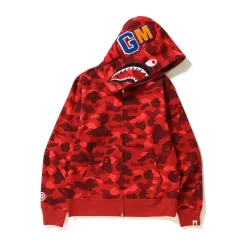 Bape Color Camo Shark Full Zip Hoodie Red|Plus Online
