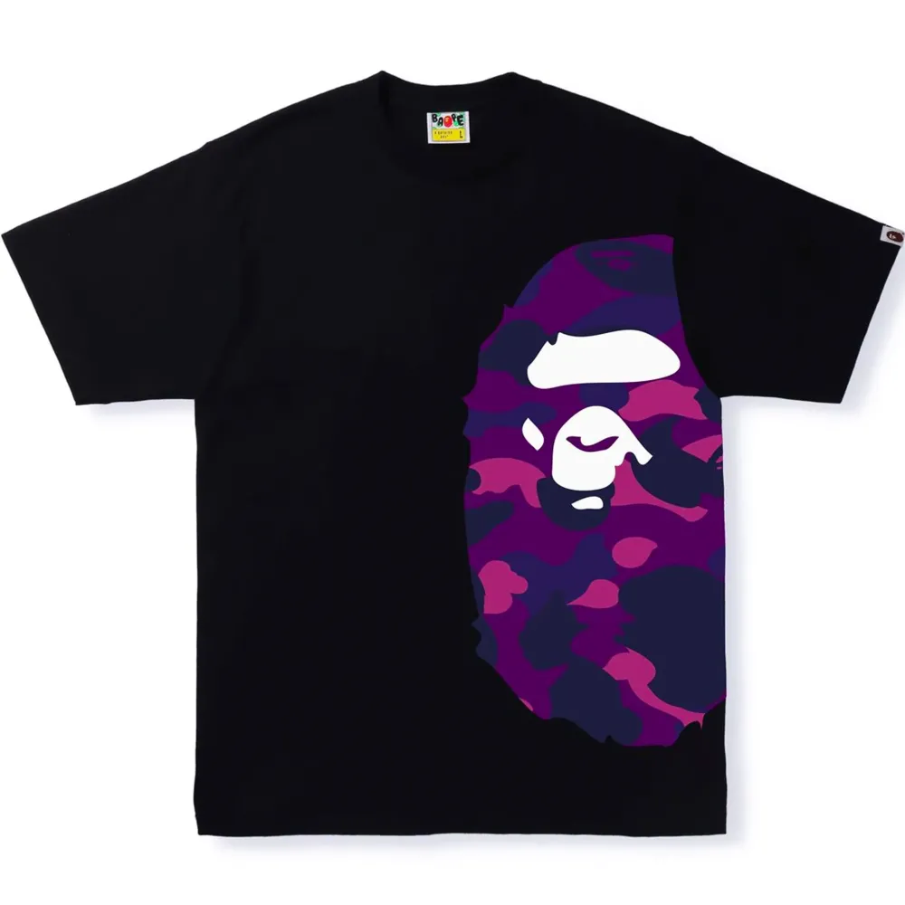 BAPE Color Camo Side Big Ape Head Tee Black/Purple ||Plus Sale