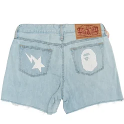 Bape Denim Cut Off Shorts Light Indigo (Ladies)|Plus Sale