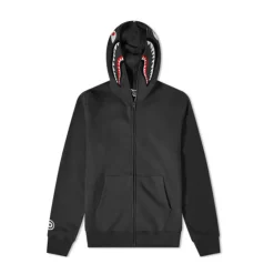 Bape Double Side Shark Full Zip Hoodie Washed Black|Plus Fashion