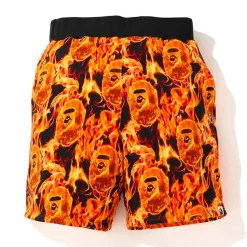 Bape Flame Sweat Shorts Orange (SS20)|Plus Clearance