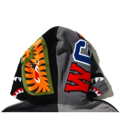 Bape Multi Color Patchwork Shark Full Zip Hoodie Gray|Plus Best