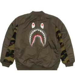 Bape Shark MA-1 WGM Bomber Jacket Olive (Kids)|Plus Clearance