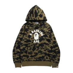 Bape 1st Camo College Pullover Hoodie Green|Plus Sale