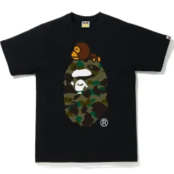 Bape 1st Camo Milo on Big Ape Tee Black/Green|Plus Fashion
