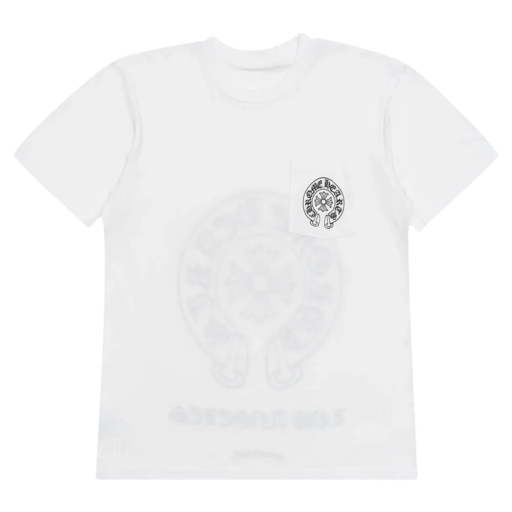 Chrome Hearts Hong Kong Horseshoe Pocket Tee White ||Plus Outlet