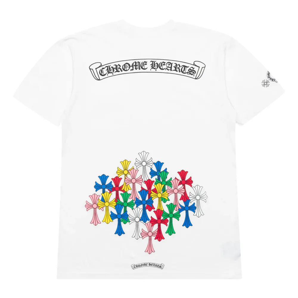 Chrome Hearts Multi Color Cross Scroll Tee White ||Plus Clearance