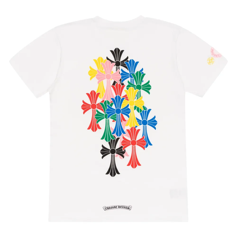 Chrome Hearts Multi Color Cross Cemetery T-Shirt White ||Plus Sale