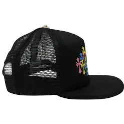 Chrome Hearts Multi Color Cross Cemetery Trucker Hat Black|Plus New
