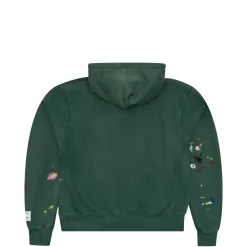Gallery Dept. Center Logo Paint Splatter Hoodie Green ||Plus New