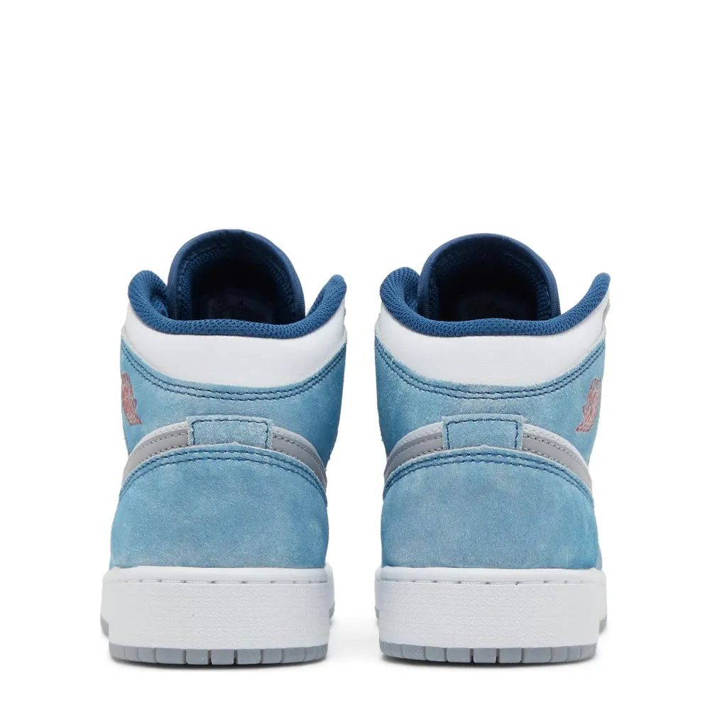 Jordan 1 Mid French Blue Fire Red ||Plus New