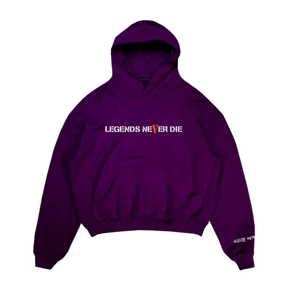 Juice Wrld x Vlone Legends Never Die Hoodie Purple ||Plus Discount