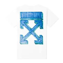 Off-White Marker S/S Slim Tee White/Blue ||Plus Fashion