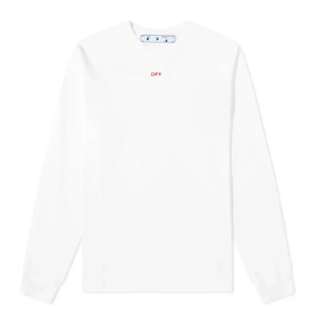 Off-White Stencil L/S Tee White/Red ||Plus Hot