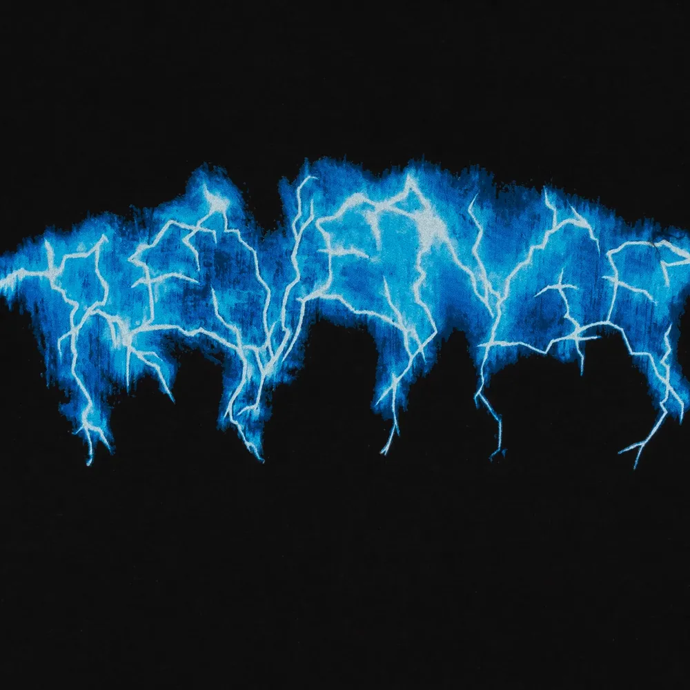 Revenge Blue Lightning Script Tee Black | PLUS|Plus2 Outlet