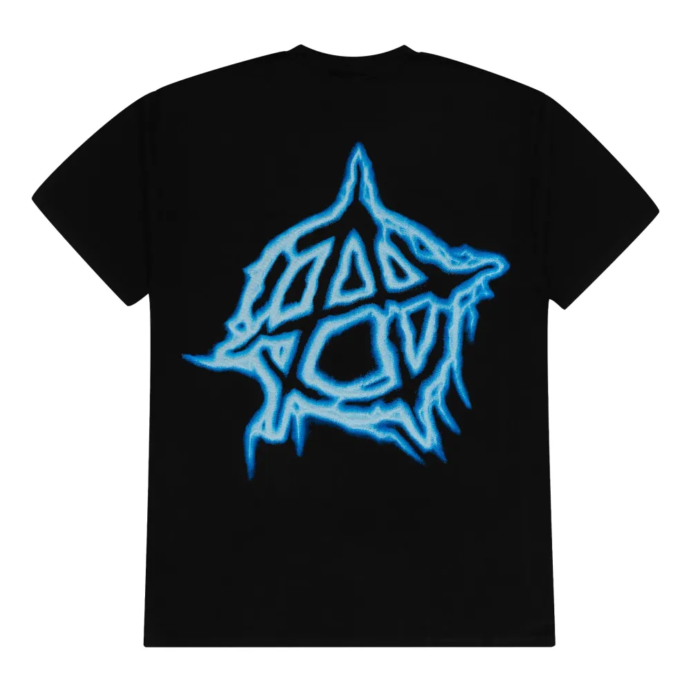 Revenge Blue Lightning Script Tee Black | PLUS|Plus2 Outlet