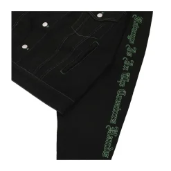 Revenge Embroidered Denim Jacket Black/Green|Plus Clearance