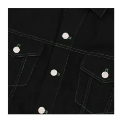 Revenge Embroidered Denim Jacket Black/Green|Plus Clearance