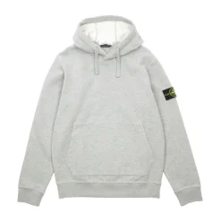 Stone Island Brushed Cotton Fleece Hooded Sweatshirt Dust Melange ||Plus New