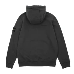 Stone Island Brushed Cotton Fleece Zippered Hooded Sweatshirt Steel|Plus Hot