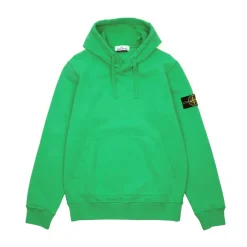 Stone Island Brushed Cotton Fleece Hooded Sweatshirt Green ||Plus Discount