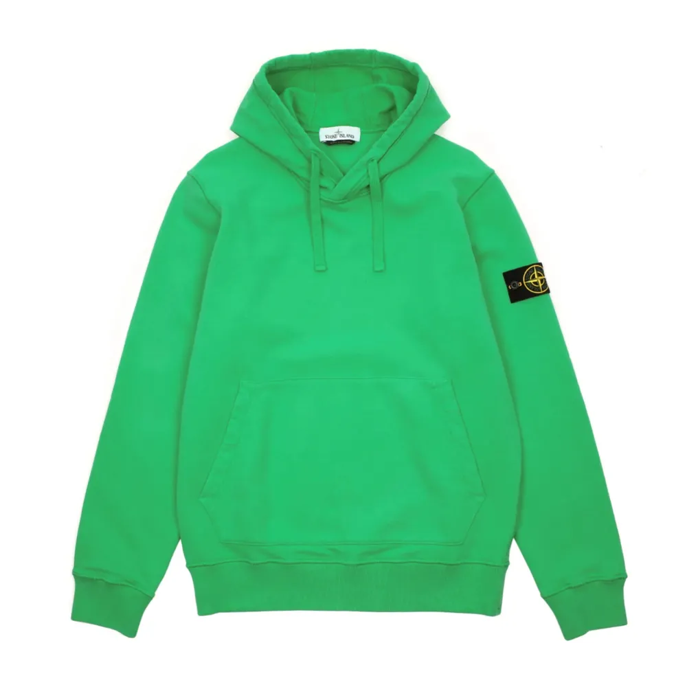 Stone Island Brushed Cotton Fleece Hooded Sweatshirt Green ||Plus Discount