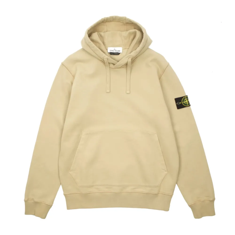 Stone Island Brushed Cotton Fleece Hooded Sweatshirt Ecru ||Plus Fashion