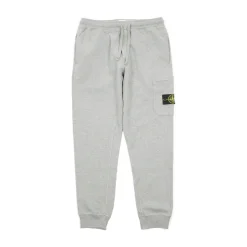 Stone Island Brushed Cotton Fleece Cargo Sweatpants Dust Melange ||Plus New