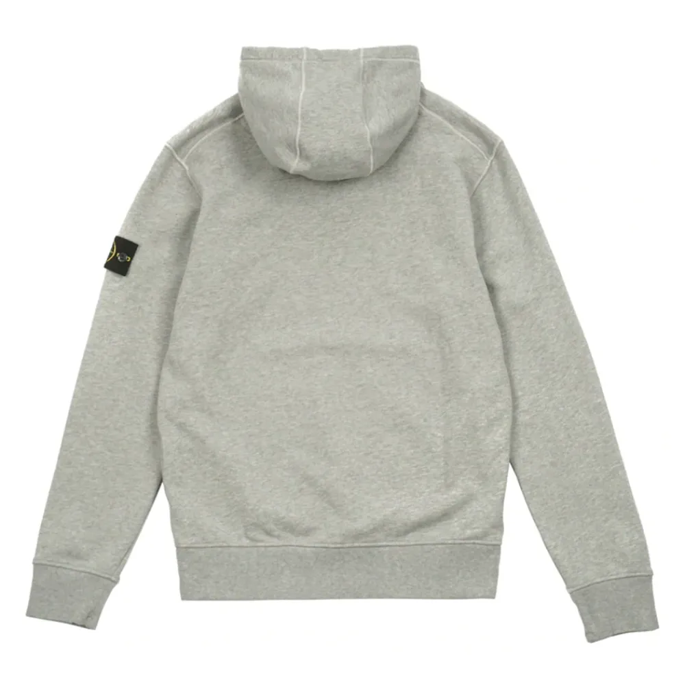 Stone Island Cotton Fleece Hooded Sweatshirt Dust Melange ||Plus Fashion
