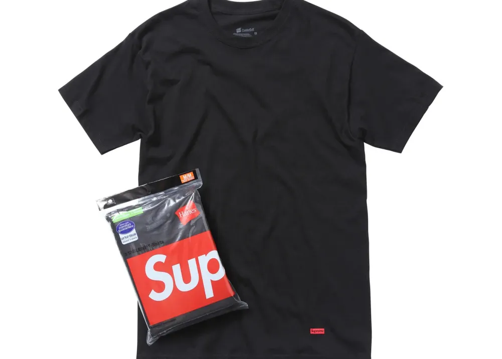 Supreme Hanes Tagless Tees (3 Pack) Black ||Plus Outlet