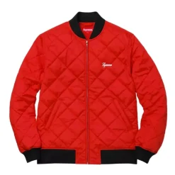 Supreme Sequin Patch Quilted Bomber Jacket Red ||Plus Discount