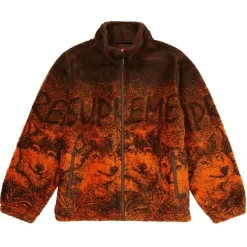 Supreme Wolf Fleece Jacket Brown ||Plus Best