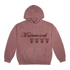 Travis Scott Cactus Jack For Mastermind Skull Zip Up Hoodie Washed Red|Plus Online