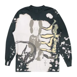 Travis Scott Cactus Jack + Kaws For Fragment L/S Tee Multi Grey ||Plus Discount